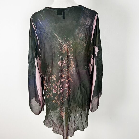 Women's Y2K Fairy Grunge Floral Beaded Top Whimsical Flowy Relaxed Size 2X - Picture 4 of 8